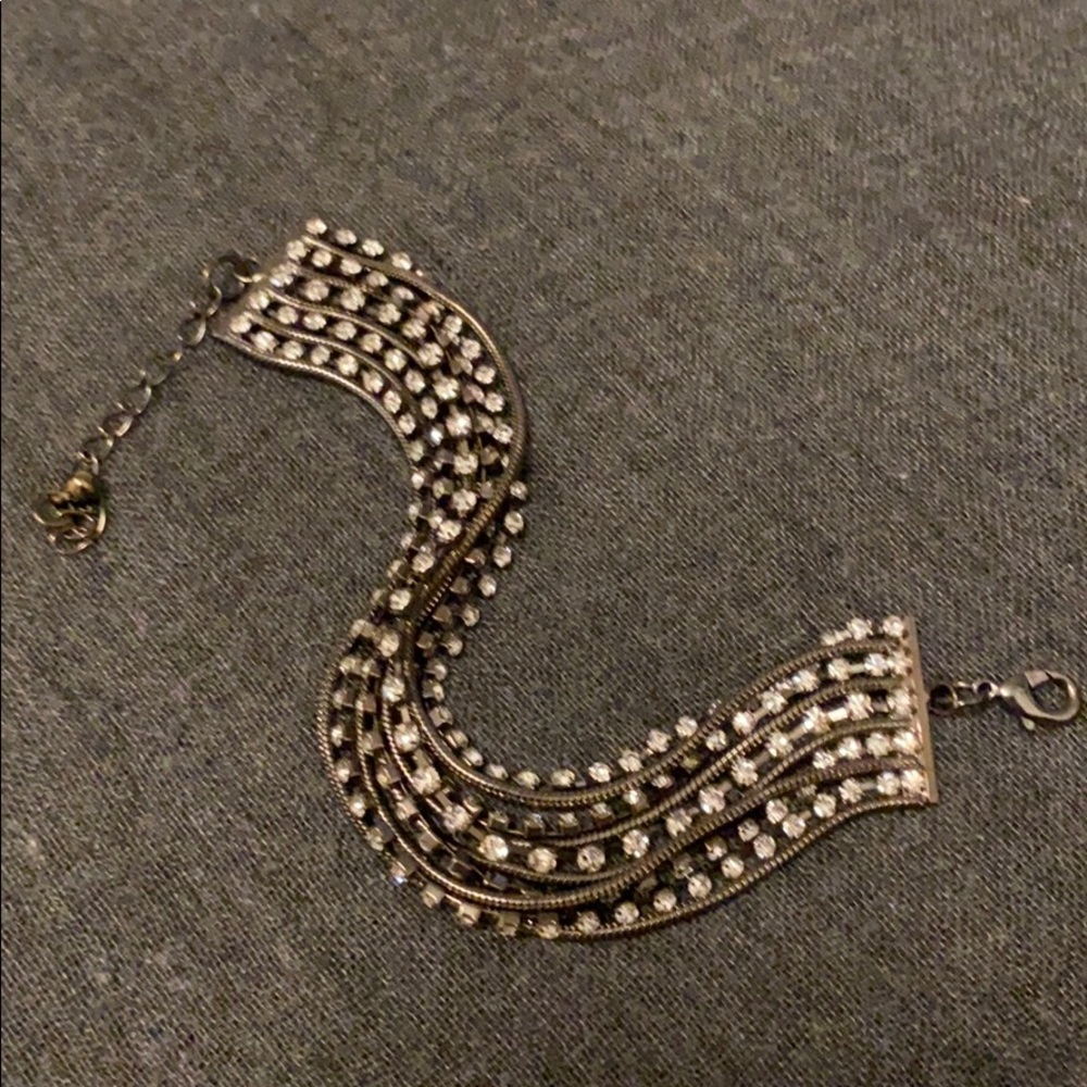 Beautiful layering gunmetal and crystal bracelet